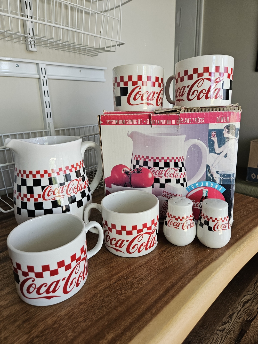 Coca Cola Red & White Checkered Mug and Serving Set
